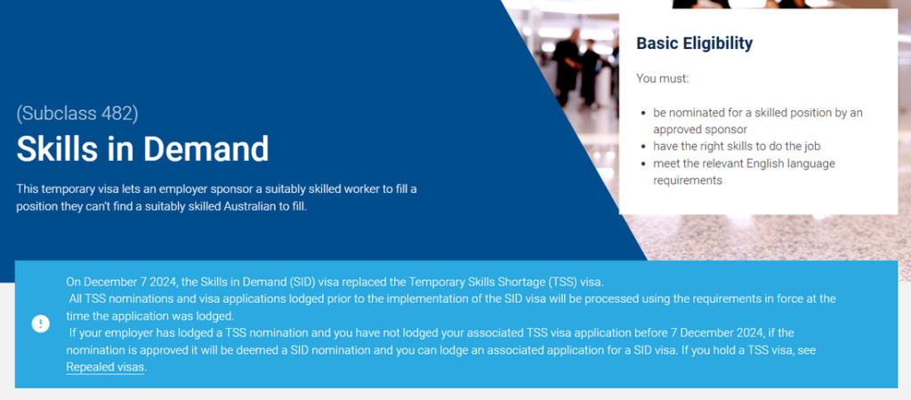 Skills In Demand - Work Visa